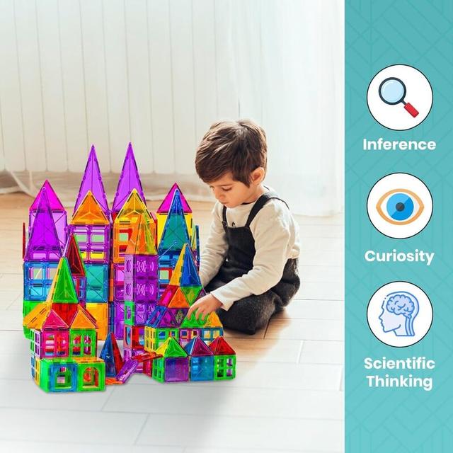 Magnetic Tiles for kids, 100 pcs 3D Building Blocks Constructional Set, Tiles Magnet for Girls Boys Sensory Magnetic Blocks Building Toys for Kids Preschool Learning Montessori Toy