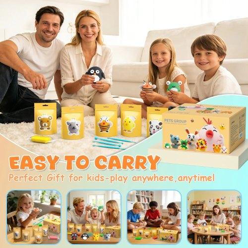 Air Dry Clay For Kids - Pets Group 12pcs Pack With Tool kit