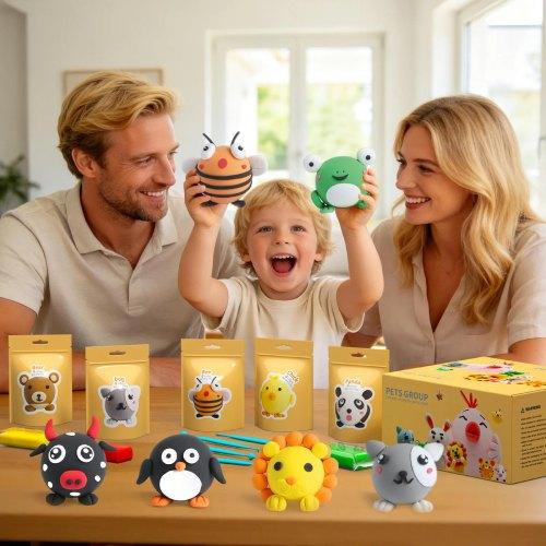 Air Dry Clay For Kids - Pets Group 12pcs Pack With Tool kit