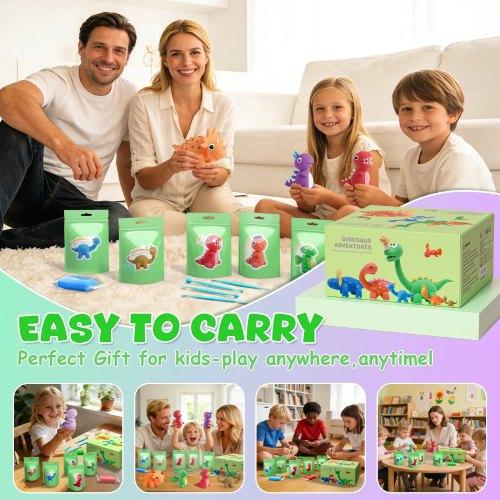 Air Dry Clay For Kids - Dinosaur Adventures 12 pcs Pack with Tool Kit