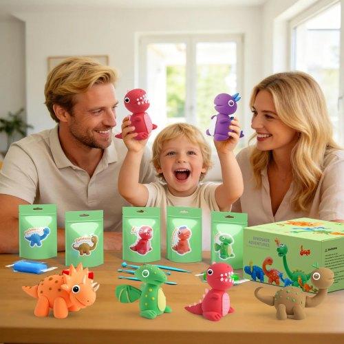 Air Dry Clay For Kids - Dinosaur Adventures 12 pcs Pack with Tool Kit